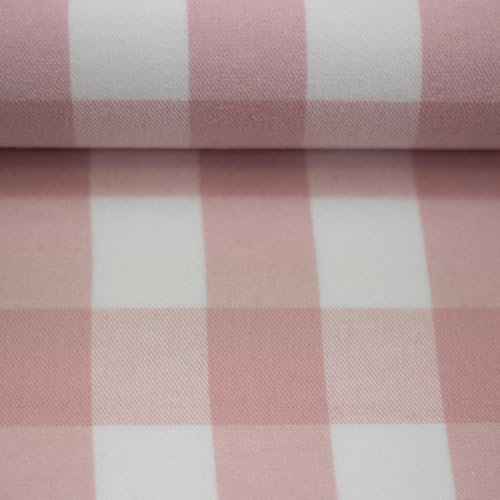 Baumwoll-Flanell AALEN | Karos | karierter Stoff | Pastell-Farben | Meterware | ab 50 cm (rosé/weiß)