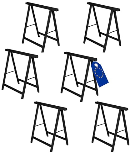 MODO24 Holzbock Klappbock Arbeitsbock Tapezierbock Sägebock Montagebock Unterstellbock SDKM, 6er-SET, 73x73x44 cm, Farbe: Schwarz