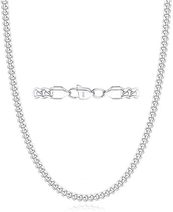 Esrael 925 Sterling Silber Kette für Herren 5mm Silberkette Herren Kubanische Halskette Männer Silber Halskette Männer Jungen Schmuck Geschenke für ihn 22Zoll