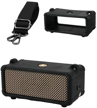 Coque en silicone pour enceinte Bluetooth Marshall Emberton III - Antidérapante, antichoc et portable - Noir