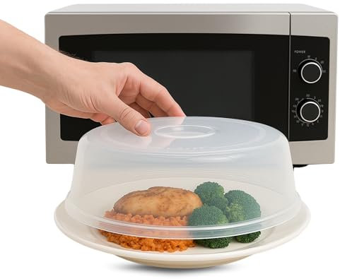 CHEFZOCO Tapa Microondas, Tapa Protectora para Alimentos, Libre de BPA, con Orificio de Vapor, 24 cm diámetro x 7 cm Altura