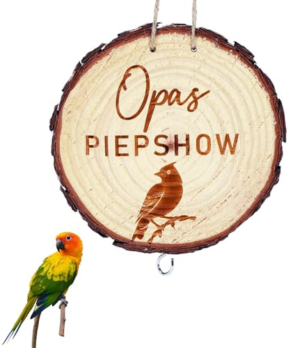 Geschenk für Opa, Vogelfutterhaus Wildvögel, Holz Garten Deko, Hängende Meisenknödelhalter, Opas Piepshow zum Aufhängen für Garten Balkon (Doppelseitiges Muster)