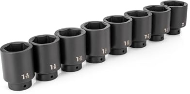 TEKTON 1/2 Inch Drive Deep 6-Point Impact Socket Set, 8-Piece (1-9/16-2 in.) | SID92005