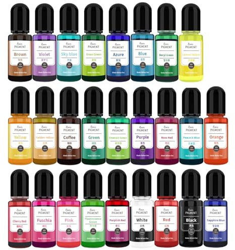 SENLINLIN 26 Farbpigmente für Gießpulver, 10ml hochkonzentrierte Pigmente auf Wasserbasis, geeignet für Gips, Beton, Zement, Epoxidharz und kreative DIY Projekte