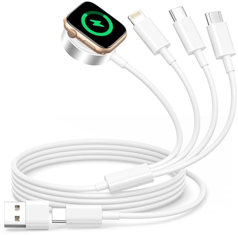 4 in 2 Multi Ladekabel für Apple Watch,iWatch Ladekabel USB C Apple Watch Charger Magnetisch Ladegerät A pple W atch und iPhone L adekabel für a pple w atch 11/10/9/8/7/6/5/SE/Ultra,iPhone/iPad/Galaxy