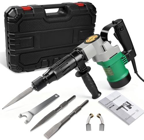 VOBOR SDS-Plus Marteau Piqueur 30J avec 2 Burins Remplaçables, 1400W Marteau Perforateur avec Technologie Anti-Vibration, Embrayage de Sécurité, Pour Béton et Maçonnerie