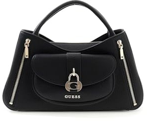 GUESS Jessa Girlfriend Bag Handtasche Damen – Schultertasche aus Kunstleder Schwarz, Elegante Alltagstasche mit Tragegriffen, 33 x 19 x 10 cm, BG836206-BLK