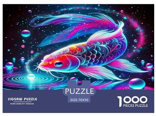Koi Fish Adult Jigsaws 1000Pc Vibrant Koi Fish in Cosmic-Like Water Challenging Puzzle Games-Business Center 70x50cm/1000pcs