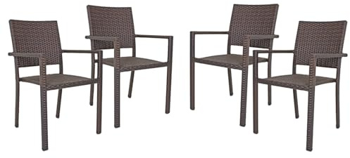 DELUKE Gartenstuhl 4er Set LEIF - Kunststoff, Braun | Stapelstuhl Wetterfest Terrassenstuhl Outdoor Essstühle