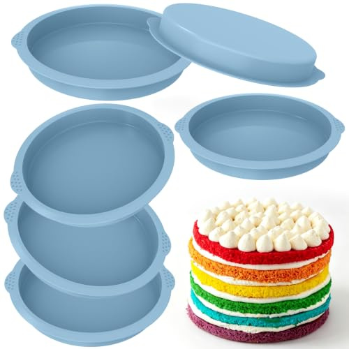 Webake Schichtkuchen Backform Silikon 6 Stück 18 cm Schichtkuchenform Set Kuchenform Rund Silikonform Kuchen Silikonbackform Pizza Backformen