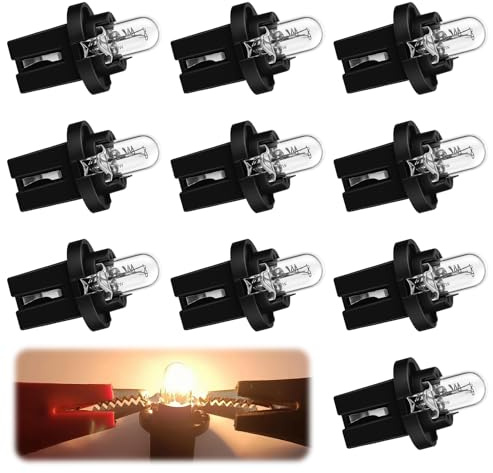 NYVOR 10 Universal-Auto-Armaturenbrettlampen 12V 2W, T5 B8.5d LED-Lampen für Armaturenbretter, Geeignet für Auto- und Motorrad-Innenraumanzeigen (Hellgelb)