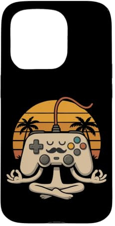 Custodia per iPhone 15 Pro Divertente Gamer Umorismo Zen Controller Meme Yoga Meditazione Amanti