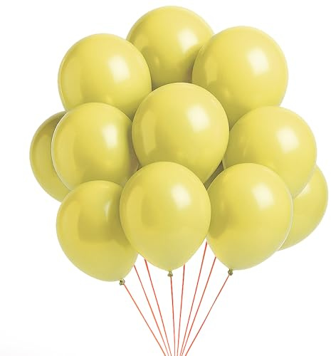 WedDecor 100pcs Yellow 10 Inch Helium Grade Latex Balloons | Plain Party Balloons For Birthdays, Weddings, Baby Showers, Balloon Arches, Garlands & Event Decorations