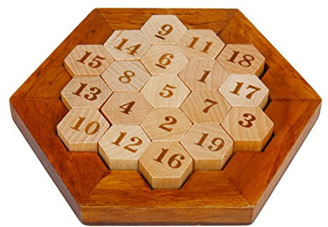 Larcele Hölzernes Mathe Hexagon Zahlenpuzzle Sudoku Brettspiel FWPP-01