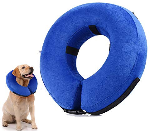 YAMI Collier Gonflable de rétablissement de Chien, cône réglable de Collier élisabéthain pour la récupération d'animaux familiers de Chirurgie ou de blessures (L)