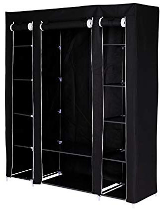 dibea Faltbarer Stoff-Kleiderschrank 175x150x45 cm, schwarz