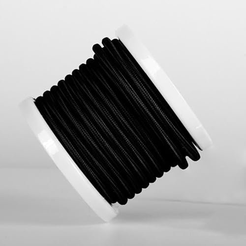 DCVOLTAGE 3 Core Braided Round Roll 10m, Black Antique Braided Cable 3 Conductor 32.8ft Flexible Fabric Covered Cable 18AWG Black Lamp Wire Electrical Wire 3 x 0.75mm Wire for Lighting Other Appliance