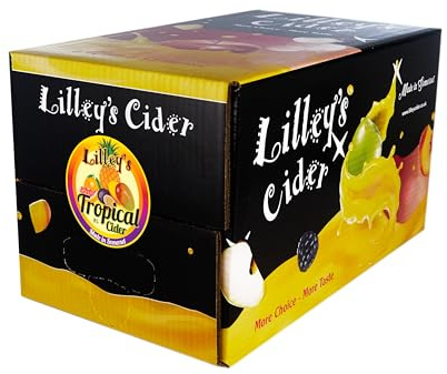 Lilley’s Cider - Tropical 4.0% - Sweet Still Cider with Pink Grapefruit, Mango, Pineapple & Lime - Fruity Summer Drink in Eco-Friendly Box - Vegan & Gluten-Free - 10L Bag in Box