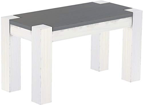 Sitzbank 80 cm Rio Kanto Seidengrau Weiss Pinie Massivholz Esszimmerbank Küchenbank Holzbank - Größe und Farbe wählbar Brasilmöbel