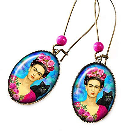 Boucles d'oreilles Artiste peintre mexicaine Viva la vida rose bijoux cadeau (Rose)