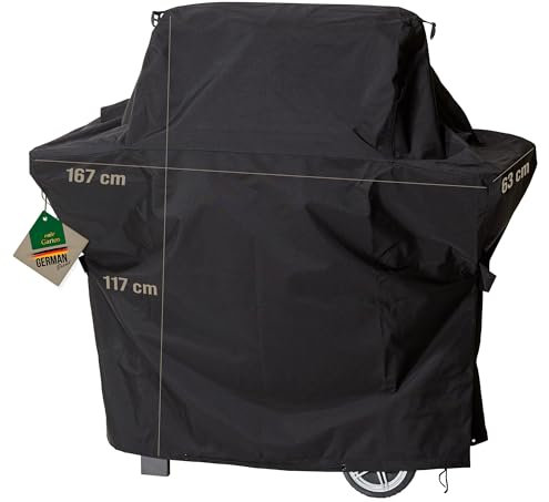 Mehr Garten Grillabdeckung wetterfest Trapezform, 167x63x117 cm, schwarz, Oxford 600D Gewebe, Gasgrill Abdeckung wasserdicht und UV-beständig, Grill Abdeckhaube
