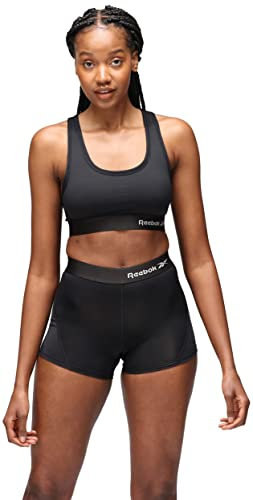 Reebok Mujer, Camiseta Deportiva elástica y Corta sin Cables, Espalda Cruzada, Color Negro Top, XS