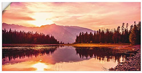 ARTland Wanddeko Wandtattoo selbstklebende Vinylfolie 100x50 cm Landschaften Sonnenaufgang Sonnenuntergang Fotografie Orange Grand Teton Gebirge bei Sonnenuntergang S5YA