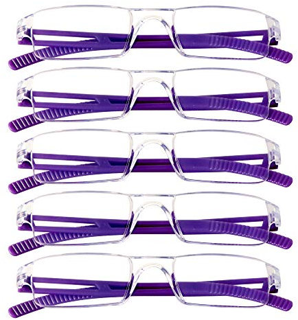 VisionGlobal 5 lunettes de lecture pour hommes et femmes, monture de lunettes carrée élégante(violet,+2.25 Grossissement)