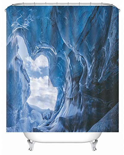 AMDXD Duschvorhang 150x180cm, Cliff Wolke Badewannenvorhang aus Polyester Stoff mit 12 Duschvorhangringen, für Badewanne Badezimmer, Waschbar, Schnelltrocknend, Anti-Schimmel, Weiß 59x71″