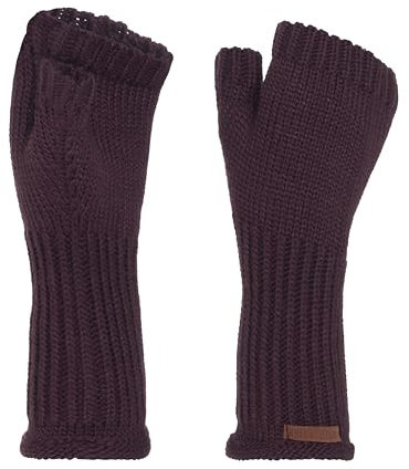 KNIT FACTORY - Cleo Handstulpen - Fingerlose Handschuhe - Gestrickte Handschuhe für Winter - Damen Handstulpen aus Wolle - Hochwertige Qualität - Aubergine