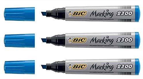 BIC 2300 Permanent Marker Chisel Tip - Blue (Pack of 3)
