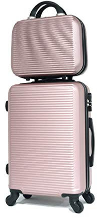 CELIMS - Valise Cabine Voyage avec Vanity Trousse de Toilette 30cm Rose Gold Approuvée par 100+ Compagnies Aériennes | Légère et Rigide | Petite Valise Cabine 55x40x20 | Bagages Cabine | Set de Bagage