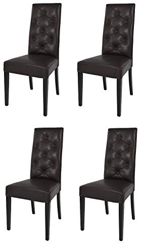 t m c s Tommychairs - 4er Set Moderne Stühle Chantal für Küche und Esszimmer, robuste Struktur aus lackiertem Buchenholz Farbe Wengeholz, gepolstert und mit Kunstleder in der Farbe Braun bezogen