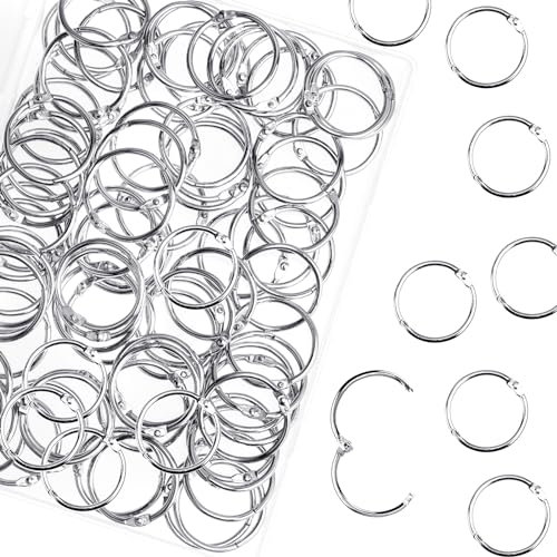 HAUTOCO 100 Stück Buchringe 19mm Silber Metall Bücher Ringe, Loseblatt Verbinder Ringe, Binder Ringe für Scrapbook, Album, Handwerk, Karteikarten, Notizbücher, Schule, Büro