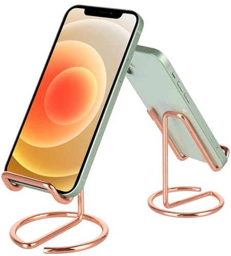 ROPOSY Handy-Ständer für den Schreibtisch, niedlicher Metallständer in Rotgold, Schreibtischzubehör, kompatibel mit allen Handys, iPhone, Switch, iPad, 2 Stück