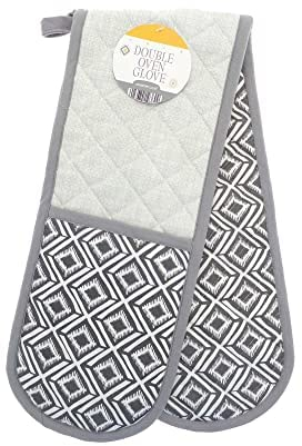 Deluxe Double Oven Gloves - 10+ Designs - Gift Idea For the Chef in Your Life - 100% Cotton Outer Material - All Seasons (Global Geo)