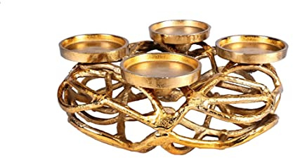 Mel-O-Design Metall Dekokranz Adventskranz Kerzenhalter 30 cm Alu Gold Edel Kerzenständer Weihnachten