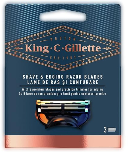 King C. Gillette Klingen für Rasierer und Trimmer für Männer, 3 Stück, Klingen Perfekt Markieren Konturen beim Rasieren