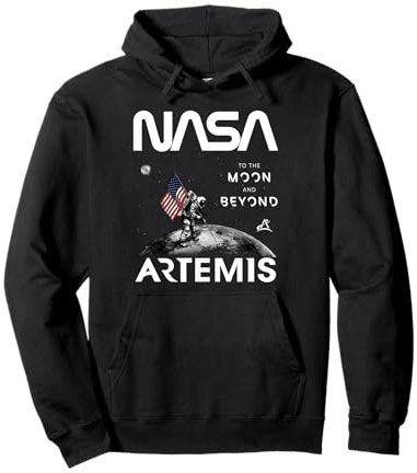 NASA Artemis Missione Astronauta Luna Bandiera USA Worm Logo Felpa con Cappuccio
