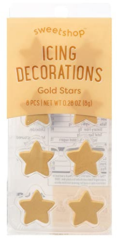 Sweetshop Icing Decoration-Gold Stars, 8 Pieces