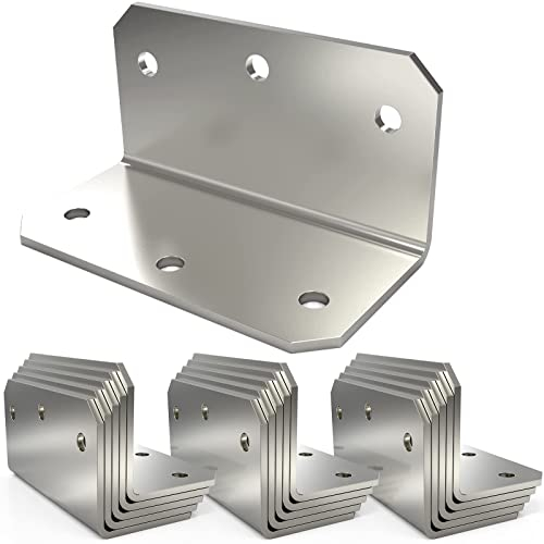 15 robuste L-Halterungen, Eckstreben-Set, 10,2 cm, verzinkt, mittelgroß, L-Winkel, Gelenkbefestigung, 90 Grad rechtwinklige Halterung, L-Halterungen für Holzmöbel, Holzrahmen, Boot, Dock-Zaun