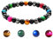 EUMENIDES Tigerauge Armband, Tigerauge und Obsidian Magnetarmband, QUALITÄT DER KLASSE A，6/8/10MM，Sonnenschein, Selbstbewusstsein, Angstlösen (Buntes Tigerauge-Armband(KLASSE A)，6MM)