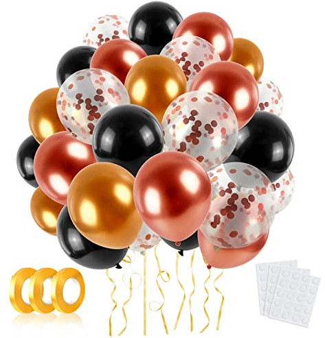 Palloncini in Oro Rosa Metallo,60 Dorati Neri Coriandoli Lattice Palloncini Kit Arco Ghirlanda per Ragazza Bimbo Compleanno Matrimonio Anniversario Battesimo Prima Comunione Laurea Festa Decorazione