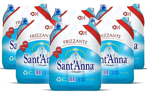 Acqua Sant'Anna Pack 1,5L Pétillantes | 36 bouteilles | Eau minérale gazeuse Oligominéralisée Minimalement | Bouteilles en plastique 100% recyclables