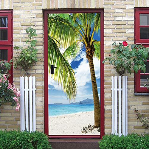 Türtapete selbstklebend Palmen & Meer Türaufkleber Türfolie Türposter B100 x H200cm