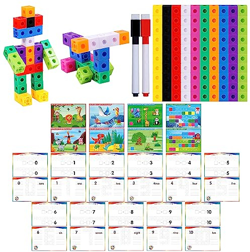 Mathematische Verbindungswürfel, 100 Mathematik-Cube-Manipulatoren mit 30 Lernaktivitäten Zahlenzählblocks Snap Verbindungsmathematik-Zähler Spaß & Bildungs-Vorschulzählblocks für Kindergarten