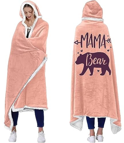 WJMSDK Geschenke für Mama, Mama Bear Sherpa Fleece Decke mit ärmeln, Geburtstagsgeschenk für Mama von Tochter und Sohn, Muttertagsgeschenke für Mama, Beste Mama Geschenk, Geschenke zum Muttertag