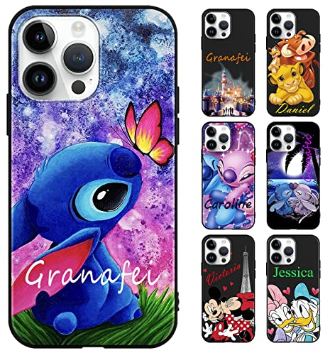 Personalisierte Handyhülle für iPhone 14 Pro Max Hülle 6,7,Anime Stitch Motiv Personalisiert Benutzerdefinierte Name Text Individuelle Case Weiche TPU Kratzfest Stoßfest Silikon Custom Schutzhülle