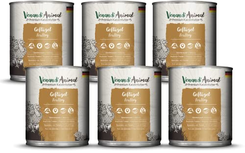 Venandi - Premium Nassfutter für Katzen - Geflügel, 6 x 800g (6er Pack), getreidefrei mit extra viel Fleisch
