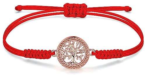 JENDEAR SHINE Bracelet Arbre de Vie pour Femme, Bracelet Porte Bonheur en Corde Tressée à la Main, Cadeau d'anniversaire de la Fête des Mères pour Maman Femme Fille